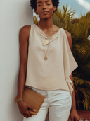 Women's Solid-Color Cotton-Linen Vacation Top ZMZ1223F3XT
