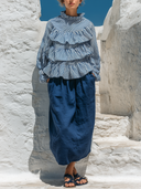 Women's Casual Striped Print Top And Straight Skirt Two-Piece Set