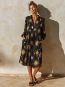 Women's Star-Print Stand-Collar Loose Midi Dress ZMZ1209F4XT