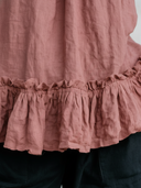 Women's Boho Romantic Style Premium Linen Ruffle Neck Halter Peplum Top ZMZ1289F4YZH