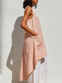 Women's Minimal Resort Style Premium Linen Color Block Sleeveless Tunic & Wide Leg Pants Set ZMZ1252F5YZH