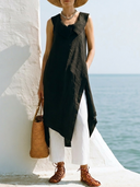 Women's Minimal Resort Premium Linen Asymmetrical Sleeveless Tunic Dress(Trousers Not Included) ZMZ1116F4YZH