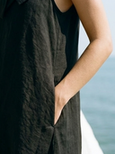 Women's Minimal Resort Premium Linen Asymmetrical Sleeveless Tunic Dress(Trousers Not Included) ZMZ1116F4YZH