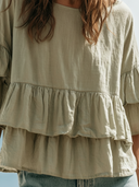 Women's Boho Casual Style Cotton Tiered Ruffle Sleeve Blouse ZMZ1103F6YZH
