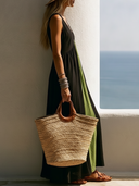 Women's Mediterranean Boho Style Cotton Linen V-Neck Sleeveless Maxi Dress ZMZ1145F3YZH