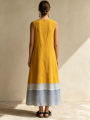 Women's Color-Block Striped Sleeveless Maxi Dress With Crew Neck ZMZ1031F4XT