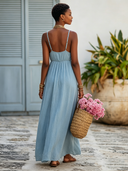 Women's Solid Color Cotton Linen Camisole Loose-fitting Vacation Maxi Dress ZMZ1001F9XT