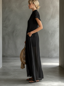 Women's Casual Solid-Color Cotton-Linen Maxi Dress ZMZ1051F4XT