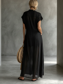 Women's Casual Solid-Color Cotton-Linen Maxi Dress ZMZ1051F4XT