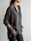 Women's Retro Casual Cotton Linen Washed Long-Sleeve Shirt ZMZ1206F3ZJY