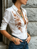 Women's Retro Casual Floral Embroidered Long-Sleeve Shirt ZMZ1297F6ZJY