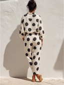 Women's Polka-Dot Print Casual Collared Shirt And Trousers Two-Piece Set ZMZ1263F8XT