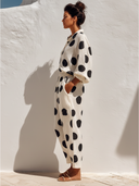 Women's Polka-Dot Print Casual Collared Shirt And Trousers Two-Piece Set ZMZ1263F8XT