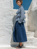 Women's Casual Striped Print Top And Straight Skirt Two-Piece Set