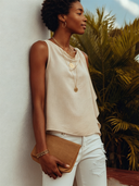 Women's Solid-Color Cotton-Linen Vacation Top ZMZ1223F3XT