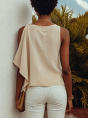 Women's Solid-Color Cotton-Linen Vacation Top ZMZ1223F3XT