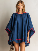Women's Retro Casual Cotton Linen Color Block Loose Mini Dress ZMZ1528F0ZJY