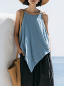 Women's Minimalist Vacation Casual StylePure Cotton Irregular Hem Cami Tank Top ZMZ1562F7YZH