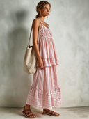 Women's Retro Casual Striped Sleeveless Camisole And Skirt Set  ZMZ1506F8ZJY