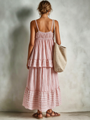Women's Retro Casual Striped Sleeveless Camisole And Skirt Set  ZMZ1506F8ZJY