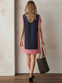 Women's Fashionable Cotton Linen Color Block Round Neck Loose Mini Dress ZMZ1553F1SWL