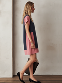 Women's Fashionable Cotton Linen Color Block Round Neck Loose Mini Dress ZMZ1553F1SWL