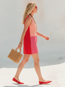 Women's Stylish Color-Block Cotton-Linen Sleeveless Mini Dress ZMZ1567F1SWL