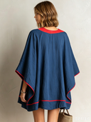 Women's Retro Casual Cotton Linen Color Block Loose Mini Dress ZMZ1528F0ZJY