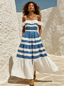 Women's Resort Striped Print A-line Maxi Dress ZMZ1627F3XT