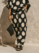 Women's Casual Polka-Dot Print T-Shirt And Pants Two-Piece Set ZMZ1678F6XT
