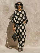 Women's Casual Polka-Dot Print T-Shirt And Pants Two-Piece Set ZMZ1678F6XT