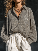 Women's Collared Geometric Print Long-sleeved Shirt ZMZ1616F5XT