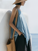 Women's Minimalist Vacation Casual StylePure Cotton Irregular Hem Cami Tank Top ZMZ1562F7YZH