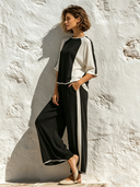 Women's Color-Block Casual Long-Sleeve T-Shirt And Pants Two-Piece Set ZMZ1627F1XT