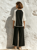 Women's Color-Block Casual Long-Sleeve T-Shirt And Pants Two-Piece Set ZMZ1627F1XT