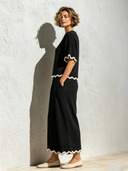 Women's Pleated Fabric Short-sleeved Top And Trousers Two-piece Set ZMZ1690F6XT