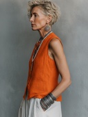 Women's Casual Vintage Cotton-Linen Single-Breasted Vest ZMZ1658F0ZYY