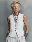 Women's Casual Vintage Cotton-Linen Single-Breasted Vest ZMZ1658F0ZYY