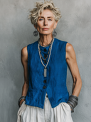 Women's Casual Vintage Cotton-Linen Single-Breasted Vest ZMZ1658F0ZYY