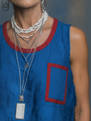 Women's Casual Retro Color-Block Cotton-Linen Crew Neck Tank Top ZMZ1604F0ZYY