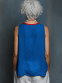 Women's Casual Retro Color-Block Cotton-Linen Crew Neck Tank Top ZMZ1604F0ZYY