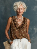 Women's Casual Vintage Cotton-Linen Printed V-Neck Tank Top ZMZ1685F7ZYY