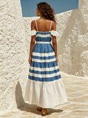 Women's Resort Striped Print A-line Maxi Dress ZMZ1627F3XT