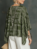 Women's Casual Vintage Cotton-Linen Crew Neck 3/4 Sleeve T-Shirt ZMZ1653F3ZYY