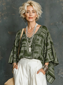 Women's Casual Vintage Cotton-Linen Crew Neck 3/4 Sleeve T-Shirt ZMZ1653F3ZYY