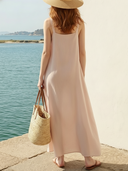 Women Rayon Floral Print Sleeveless Spaghetti Strap Maxi Dress, Loose Flowy Summer Beach Vacation Long Cami Dress ZMZ1860F2YZH