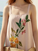 Women Rayon Floral Print Sleeveless Spaghetti Strap Maxi Dress, Loose Flowy Summer Beach Vacation Long Cami Dress ZMZ1860F2YZH
