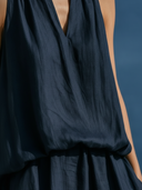 Women Premium Cotton Linen Sleeveless Halter Midi Dress Elastic Waist Loose Shift Dress With Pockets, Solid Summer Beach Vacation Casual Dress ZMZ1815F6YZH