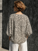 Women's Cotton-Linen Geometric Print Crew-Neck Long-Sleeve T-Shirt ZMZ1629F8XT