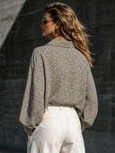 Women's Collared Geometric Print Long-sleeved Shirt ZMZ1616F5XT
